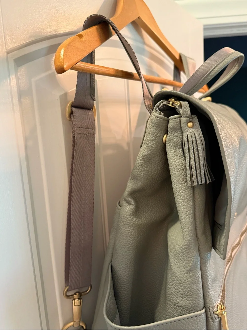Freshly Picked Classic Diaper Bag II | Full Size Backpack | Gray Vegan Leather |